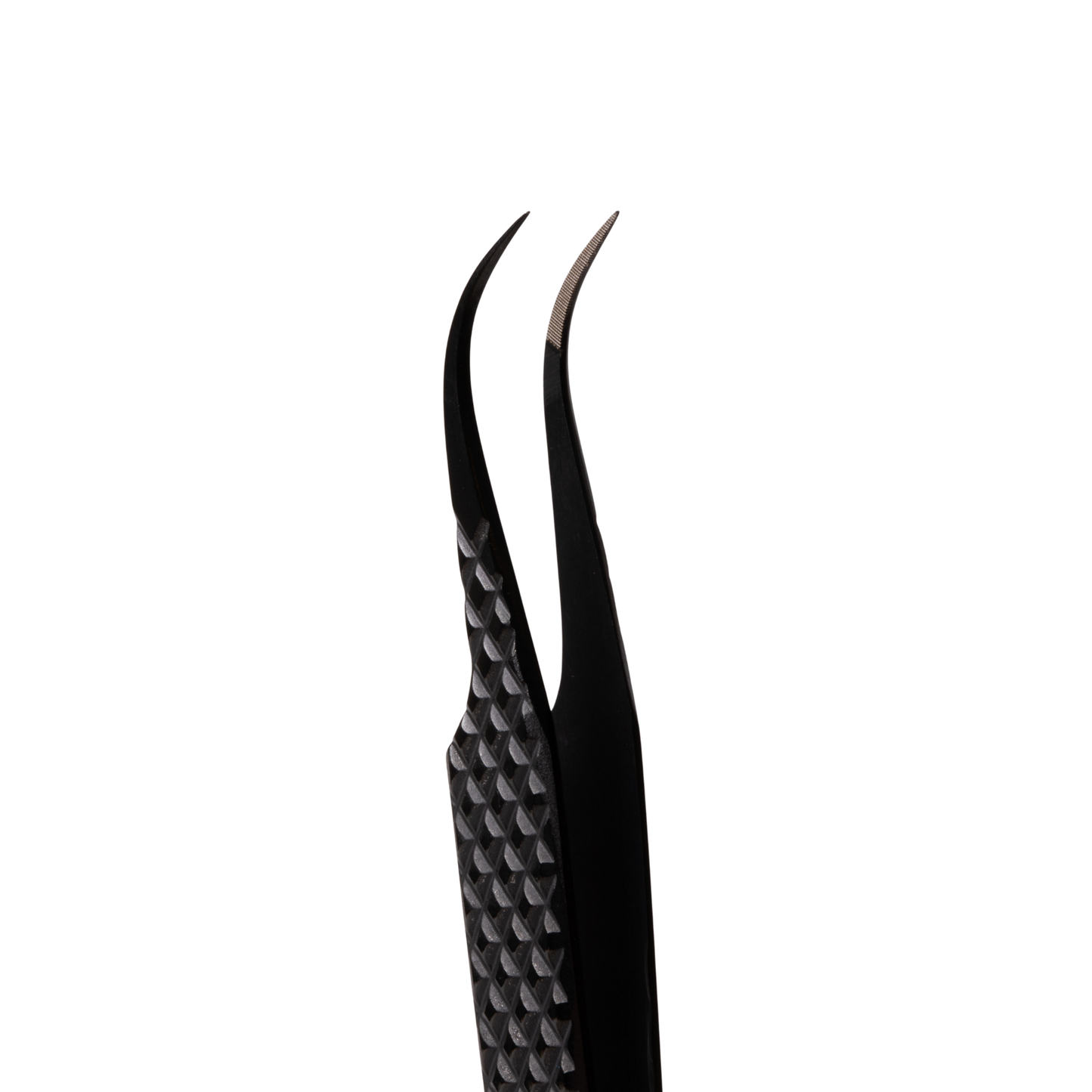 Assortment of three lightweight stainless steel Elleebana professional tweezers, featuring Pro Curve, Straight, and Extra Curve styles, arranged on a clean surface for lash and brow artistry.