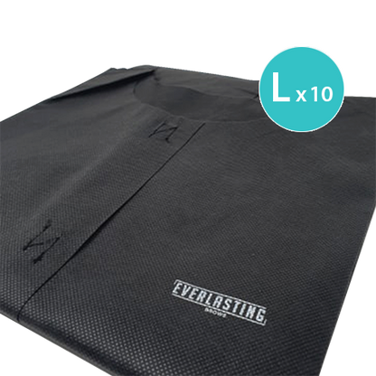 Everlasting black branded disposable aprons x10