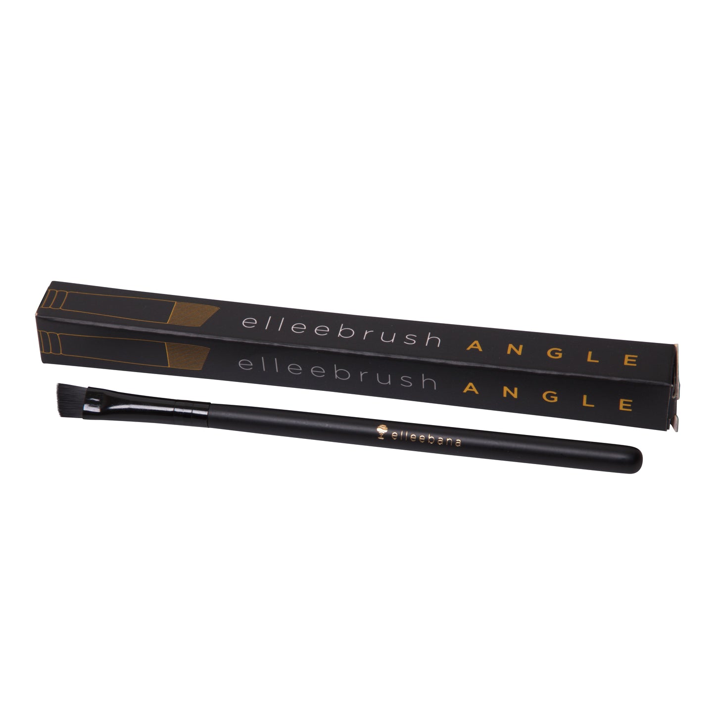 ElleeBRUSH Angle Tip tool with angled synthetic bristles, designed for precise eyebrow tinting, sharp line creation, and gentle lotion removal during lash lifts and laminations.