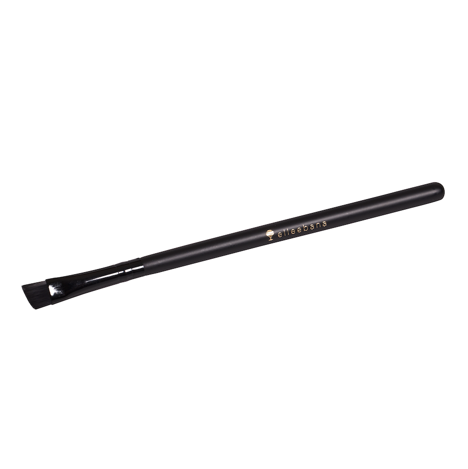 ElleeBRUSH Angle Tip tool with angled synthetic bristles, designed for precise eyebrow tinting, sharp line creation, and gentle lotion removal during lash lifts and laminations.