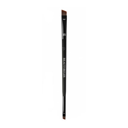 Dual-sided application brush crafted in Italy, featuring an ergonomic handle for precise brow makeup, tinting, lash lift lotion, and henna placement.