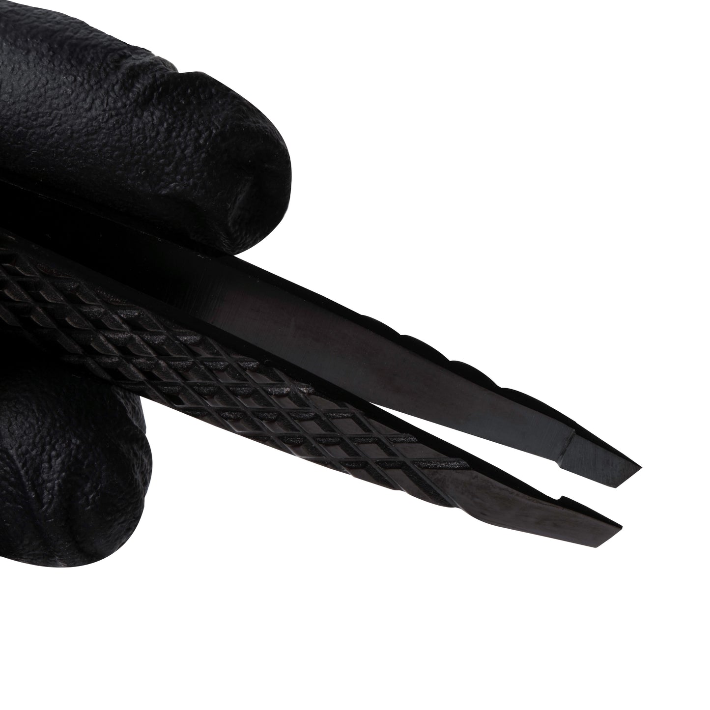 Professional Elleebana Ellee-Brow tweezers featuring a diamond grip and light tension design, presented in a protective ziplock storage case.