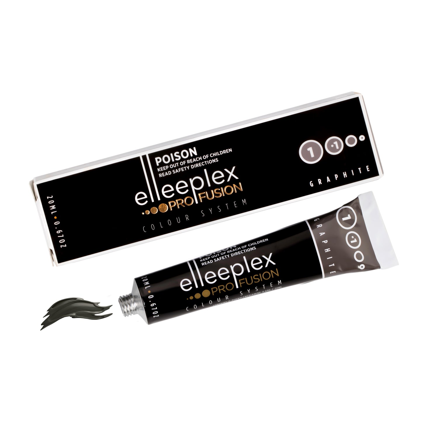 A range of 8 squeeze tubes of Swiss-made Elleebana Elleeplex Profusion lash and brow tints, available in various shades including Black, Blue Black, Graphite, Deep Brown, Light Brown, Honey Brown, Auburn, and Violet.