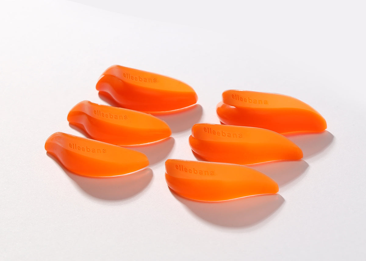 Set of ultra-soft, glueless Elleebana Flex Shields silicone lash lift rods, designed with left and right side markings for custom eye-fitting without eyelid adhesive.
