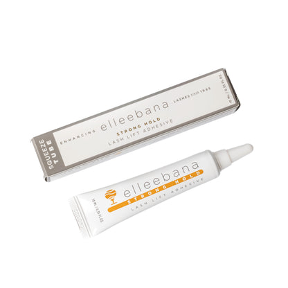  Elleebana StrongHold Lash Lift Adhesive 10ml squeeze tube and box packaging formulated with Keratin and Biotin.