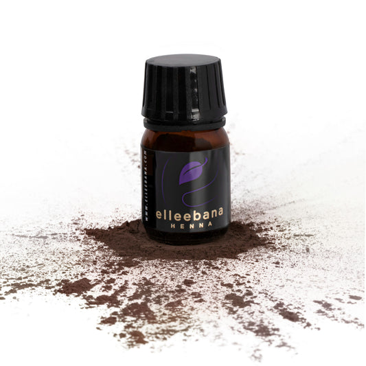 A container of Elleebana Brow Henna powder, a plant-based professional eyebrow tint designed to provide a tattoo-like skin stain and strengthen brow hairs for up to six weeks.