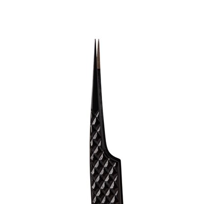 Assortment of three lightweight stainless steel Elleebana professional tweezers, featuring Pro Curve, Straight, and Extra Curve styles, arranged on a clean surface for lash and brow artistry.