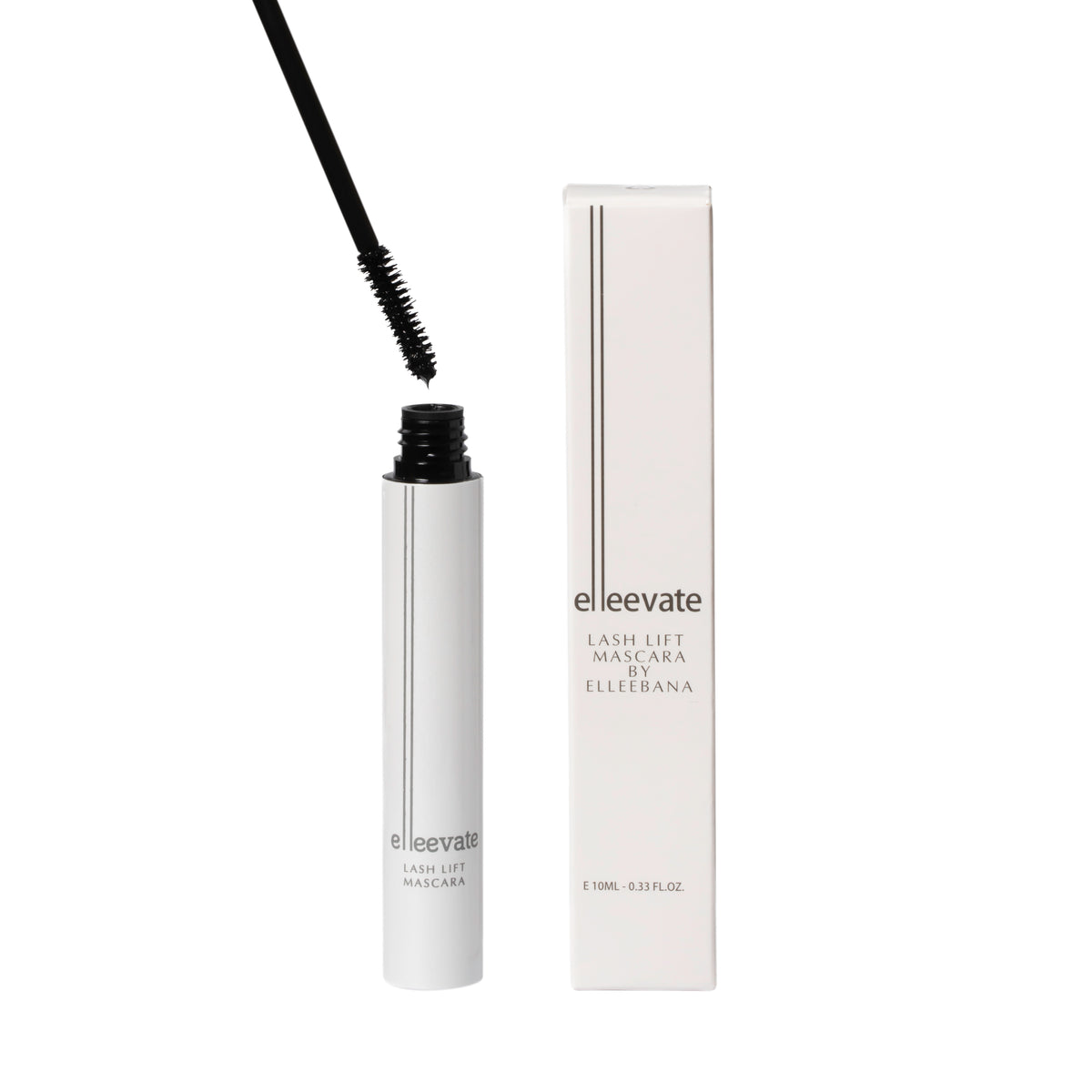 Elleevate Lash Lift Mascara 10ml tube and packaging box by Elleebana for natural lash strengthening and post-lift enhancement.