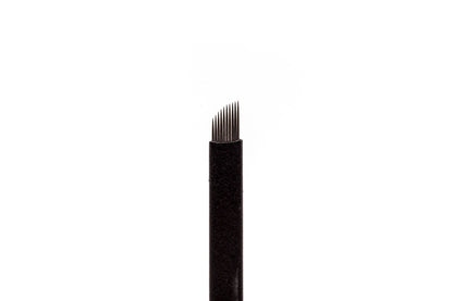 Pack of sterile, individually wrapped 0.18mm 10-pin double-sharpened stainless steel microblading blades, designed for ultra-fine, natural hair strokes on narrow brows and fine natural hairs.
