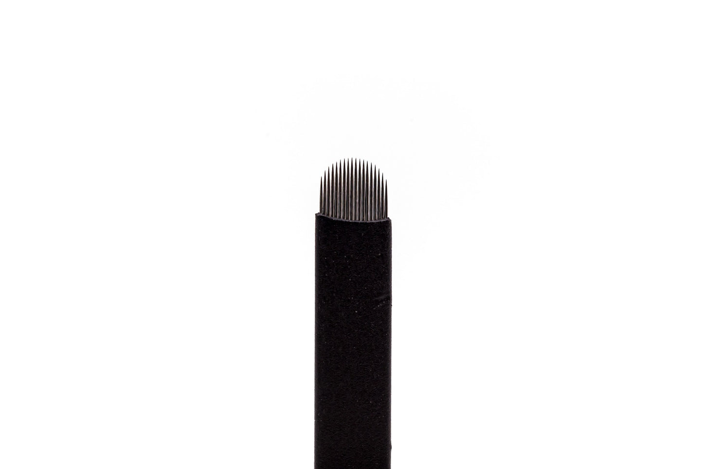 Pack of sterile, individually wrapped 0.18mm U-shape double-sharpened stainless steel microblading blades, designed for advanced technicians to create ultra-fine, curved hair strokes and precise touch-up treatments.