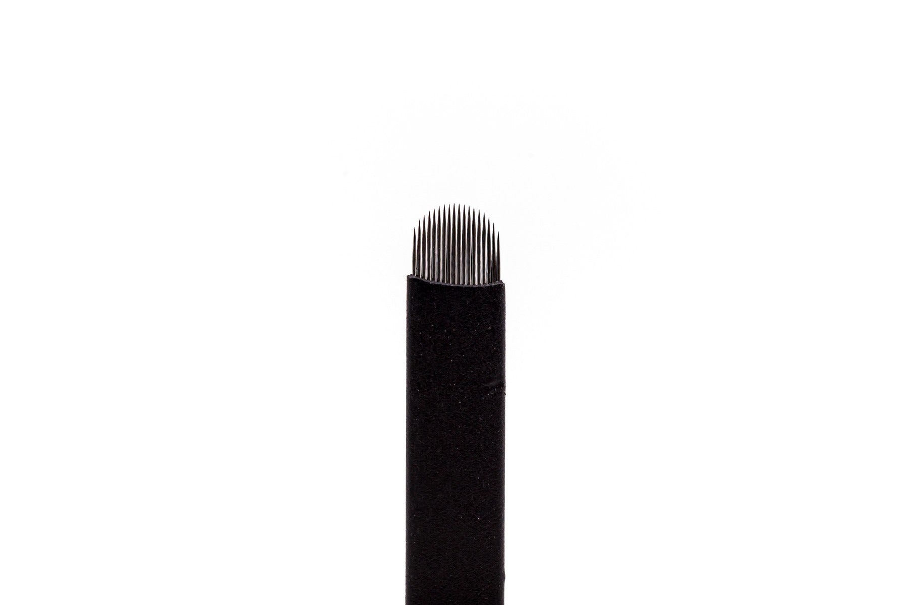 Pack of sterile, individually wrapped 0.18mm U-shape double-sharpened stainless steel microblading blades, designed for advanced technicians to create ultra-fine, curved hair strokes and precise touch-up treatments.