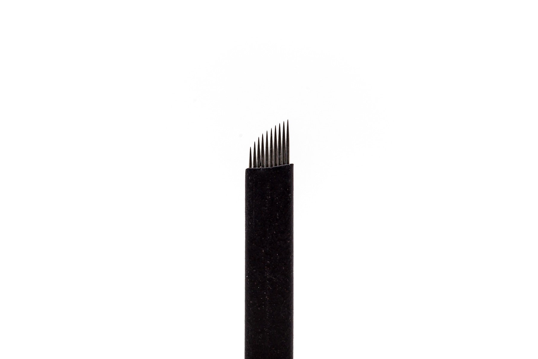 Pack of sterile, individually wrapped 0.25mm 10-pin double-sharpened stainless steel microblading blades, designed for imitating natural hair strokes on coarse hair across various brow shapes.
