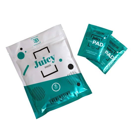 High-saturation alcohol prep pad wipe for sanitizing skin and surfaces prior to microblading and PMU treatments.