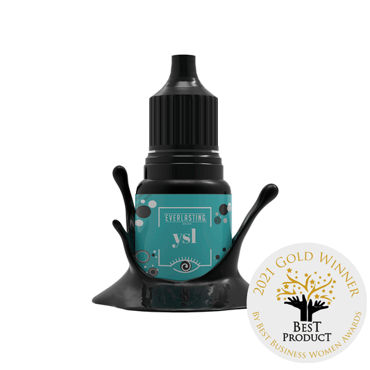 10ml bottle of Everlasting Brows YSL carbon-based black eyeliner pigment, formulated to deliver vibrant and intense results for permanent eyeliner procedures.