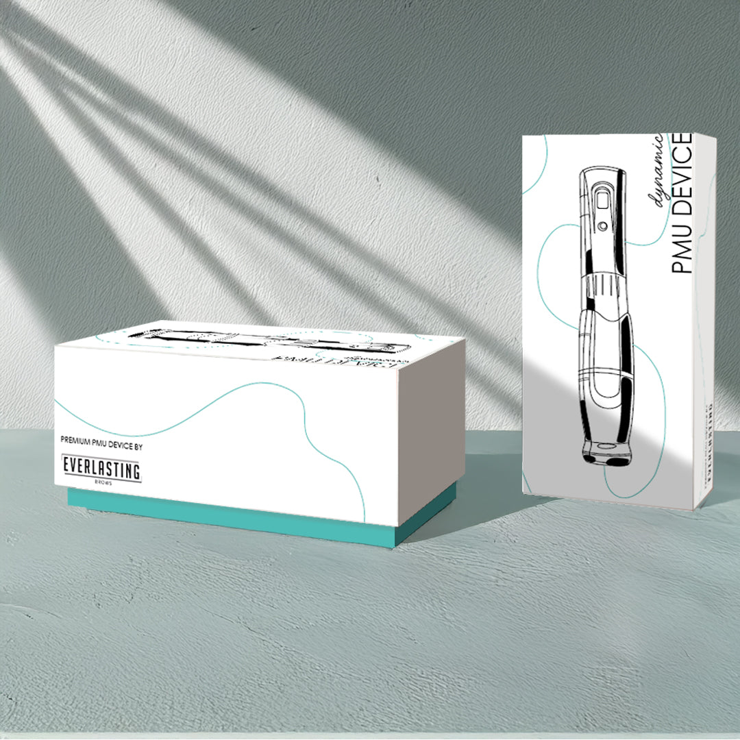 Everlasting Dynamic wireless permanent makeup device with adjustable stroke and extra battery pack, designed for lip blush, eyeliner, ombré brows, and nano strokes.