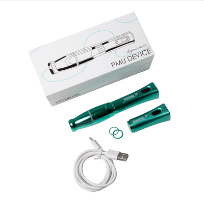 Everlasting Dynamic wireless permanent makeup device with adjustable stroke and extra battery pack, designed for lip blush, eyeliner, ombré brows, and nano strokes.