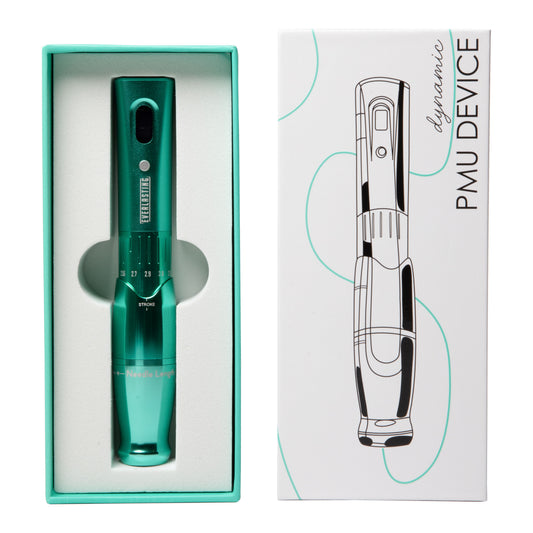Everlasting Dynamic wireless permanent makeup device with adjustable stroke and extra battery pack, designed for lip blush, eyeliner, ombré brows, and nano strokes.