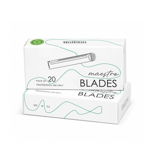 Everlasting Microblading U-Shape 0.20 Hard Blades for microblading, individually wrapped in sterile packaging for detailed eyebrow stroke creation.