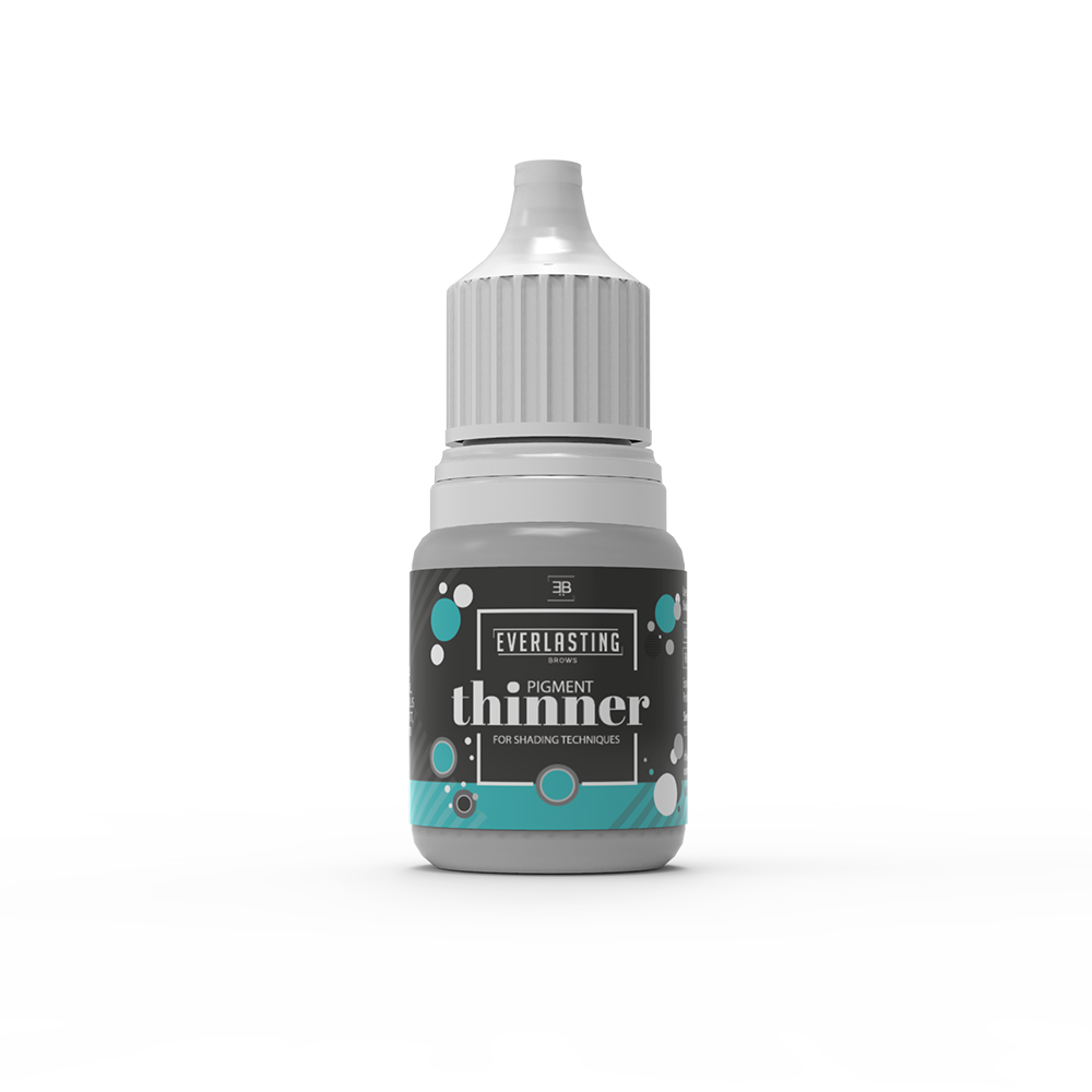 10ml bottle of clear Everlasting Pigment Thinner designed for diluting pigment shade intensity during shading and ombré PMU techniques.
