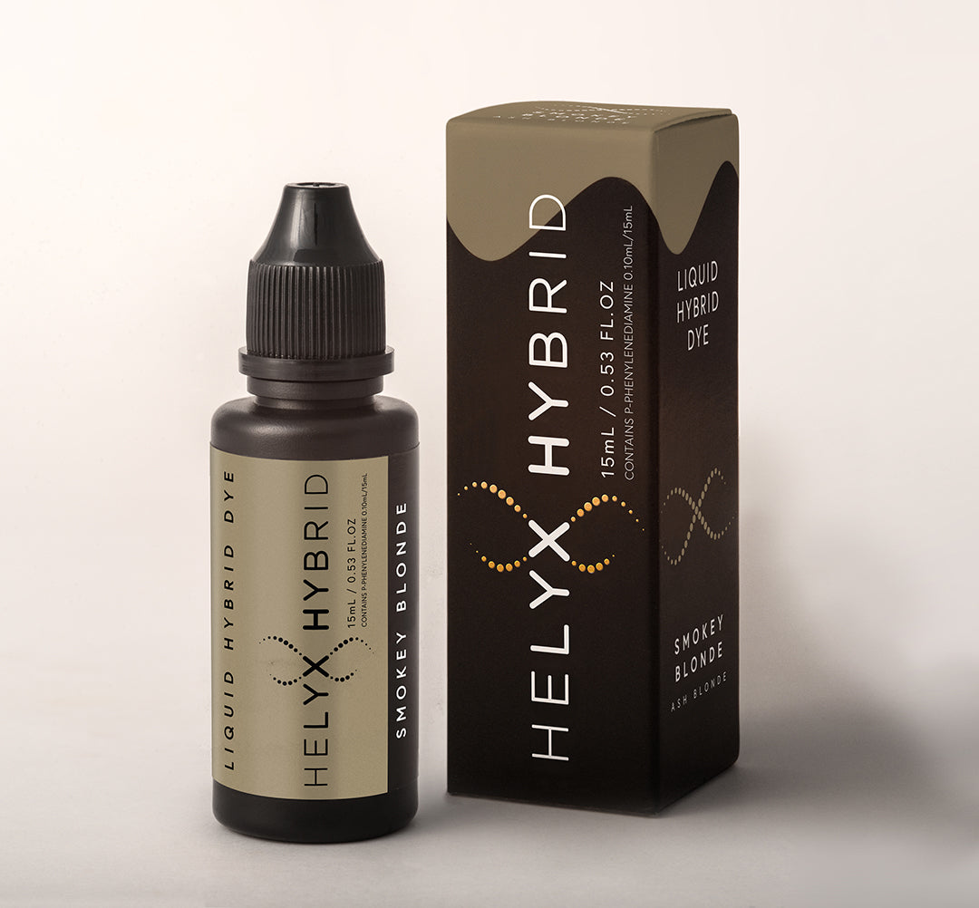 Helyx Hybrid Dye tubes in a range of shades for eyebrow and eyelash tinting with skin staining effects.