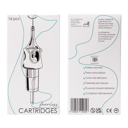 Pack of 16 sterile, precision-engineered universal PMU cartridges designed for high pigment retention, ultra-fine precision, and minimal skin trauma during permanent makeup procedures.