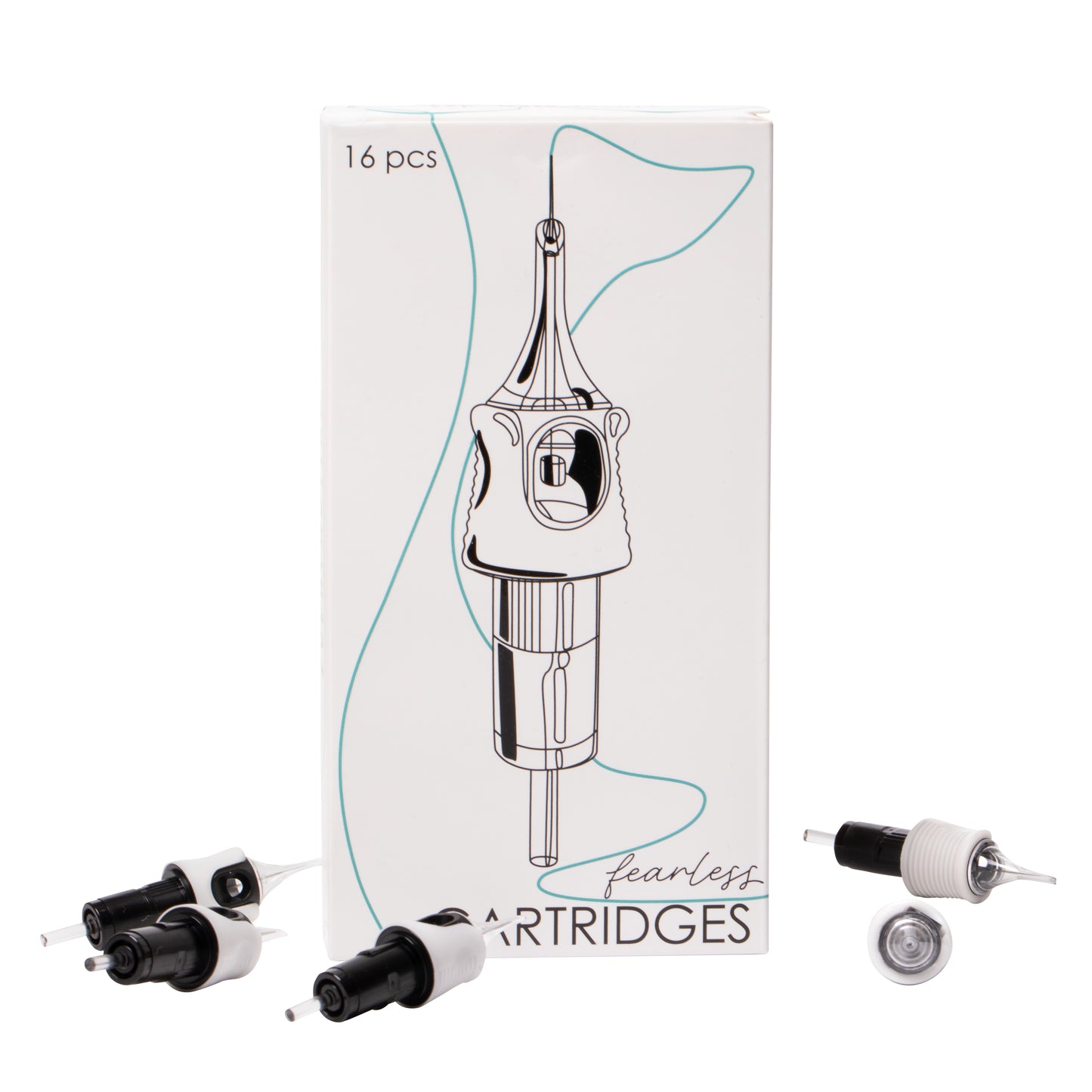 Pack of 16 sterile, precision-engineered universal PMU cartridges designed for high pigment retention, ultra-fine precision, and minimal skin trauma during permanent makeup procedures.