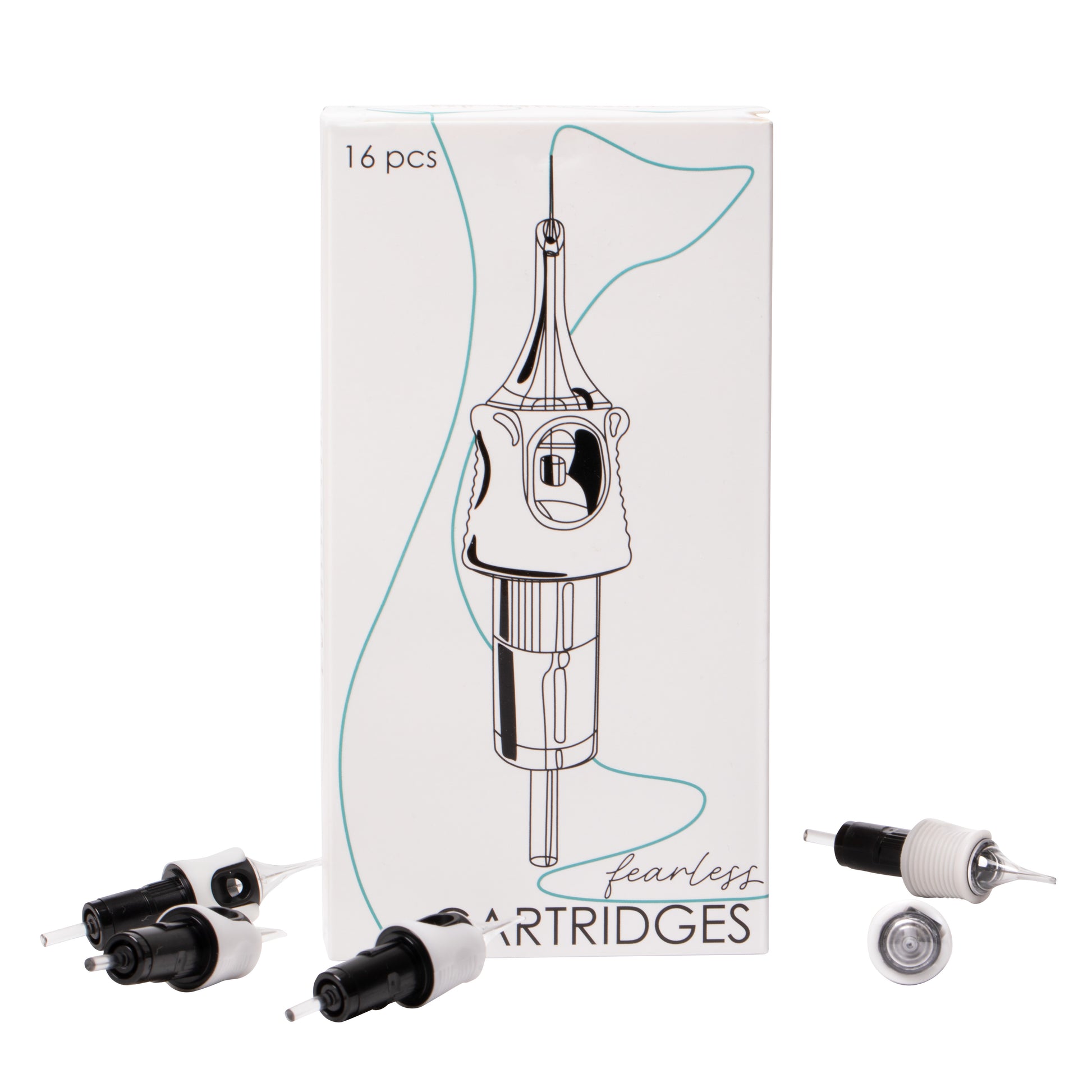 Pack of 16 sterile, precision-engineered universal PMU cartridges designed for high pigment retention, ultra-fine precision, and minimal skin trauma during permanent makeup procedures.
