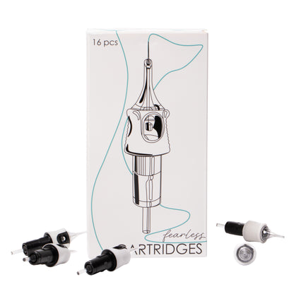 Pack of 16 sterile, precision-engineered universal PMU cartridges designed for high pigment retention, ultra-fine precision, and minimal skin trauma during permanent makeup procedures.