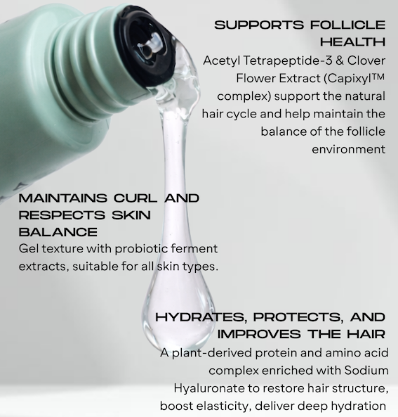 Clear 8ml serum bottle with an applicator wand, showcasing a lightweight gel formula on a clean white background.