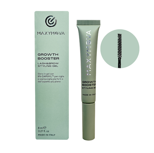 Clear 8ml serum bottle with an applicator wand, showcasing a lightweight gel formula on a clean white background.