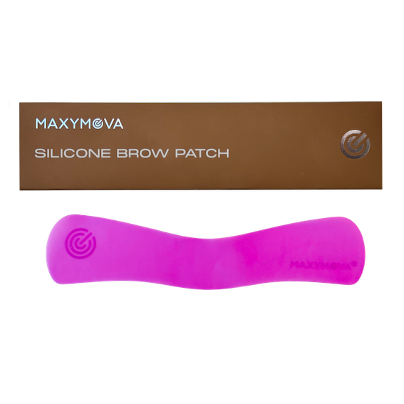 Pair of soft, flexible clear silicone brow patches shaped to fit natural eyebrow contours, displayed on a clean white backdrop.