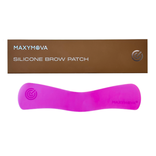 Pair of soft, flexible clear silicone brow patches shaped to fit natural eyebrow contours, displayed on a clean white backdrop.