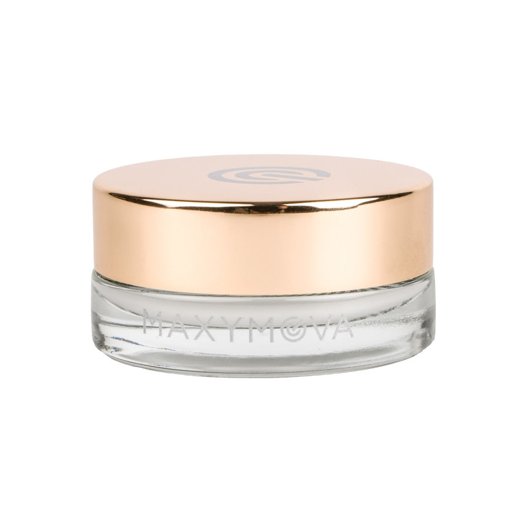 Small 15ml white tub of opaque white brow mapping paste set on a clean studio background.
