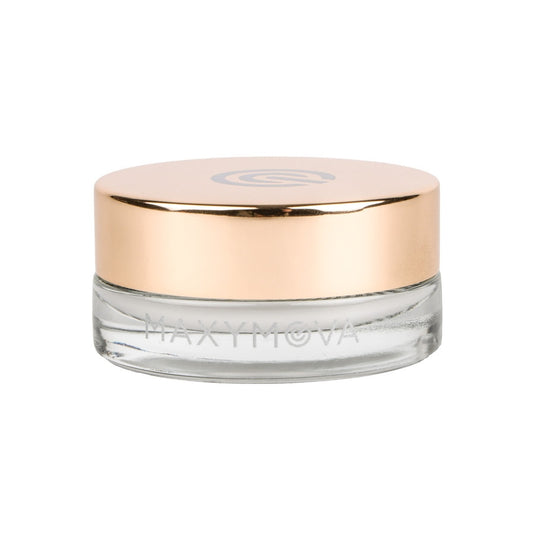 Small 15ml white tub of opaque white brow mapping paste set on a clean studio background.