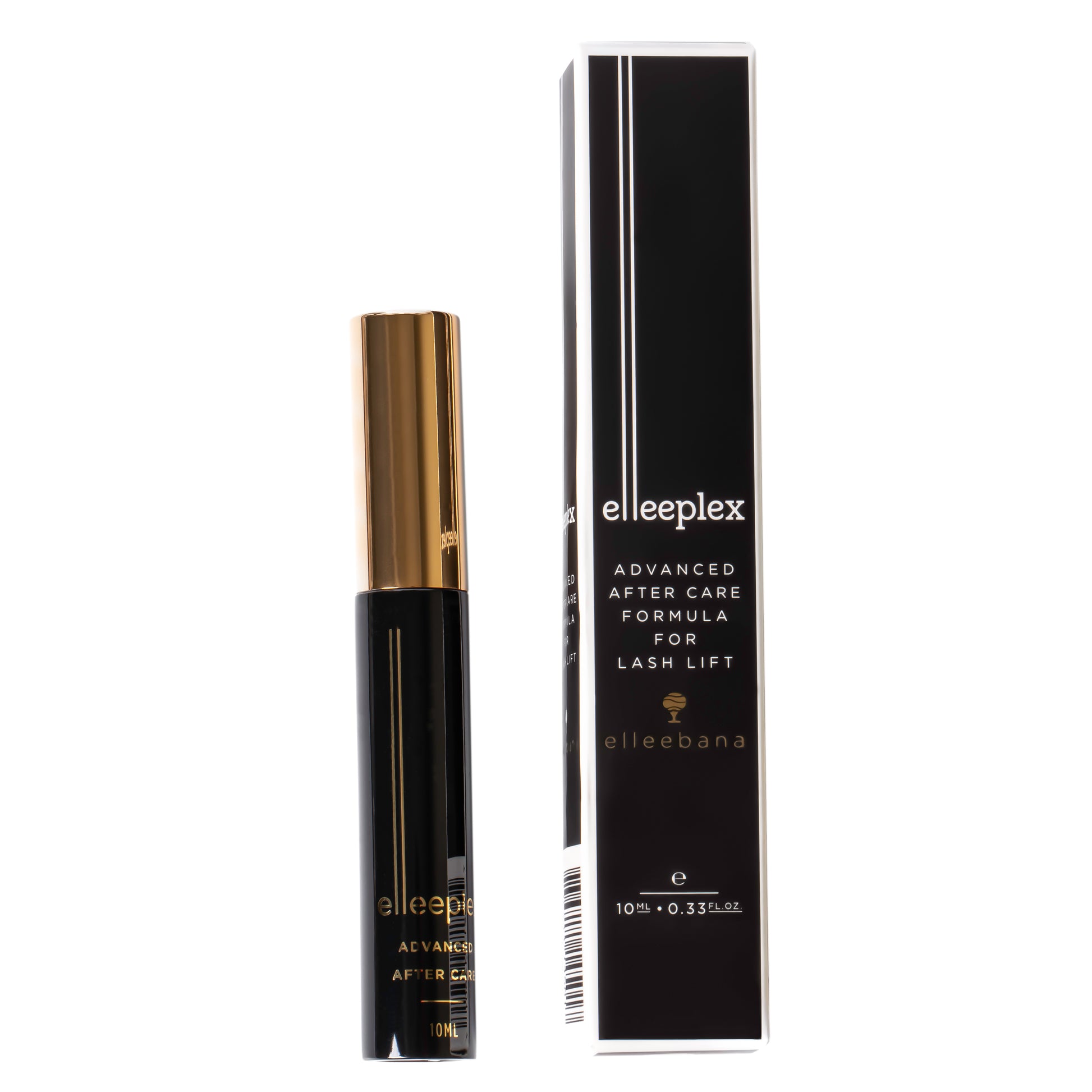 A 10ml tube of Elleeplex advanced aftercare gel by Elleebana, a keratin and vitamin-enriched daily treatment formula designed to condition, strengthen, and add shine to lashes, brows, and beards.