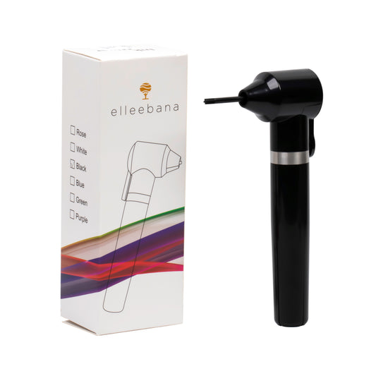 A compact, handheld battery-operated brow henna mixing tool shown with interchangeable replacement heads, designed for mixing eyebrow tint to a smooth and even consistency.