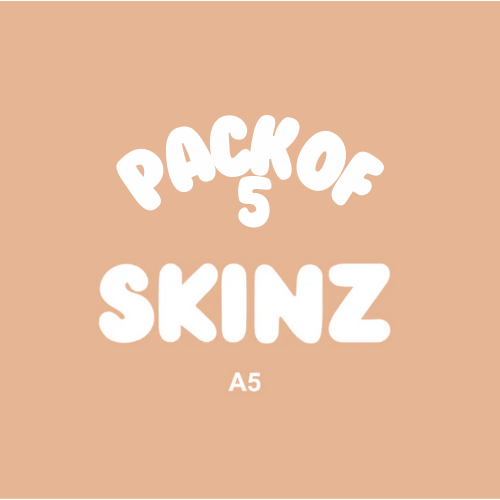 Value pack of 5 handmade silicone Skinz PMU practice skins in Fitzpatrick scale skin tones 1 through 5, displayed together for permanent makeup training.