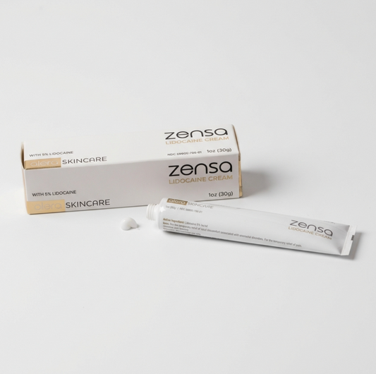 3-pack bundle of 30g Zensa 5% Lidocaine pre-procedure topical numbing cream tubes, formulated to minimize discomfort for permanent makeup, microblading, and tattooing without restricting blood flow.