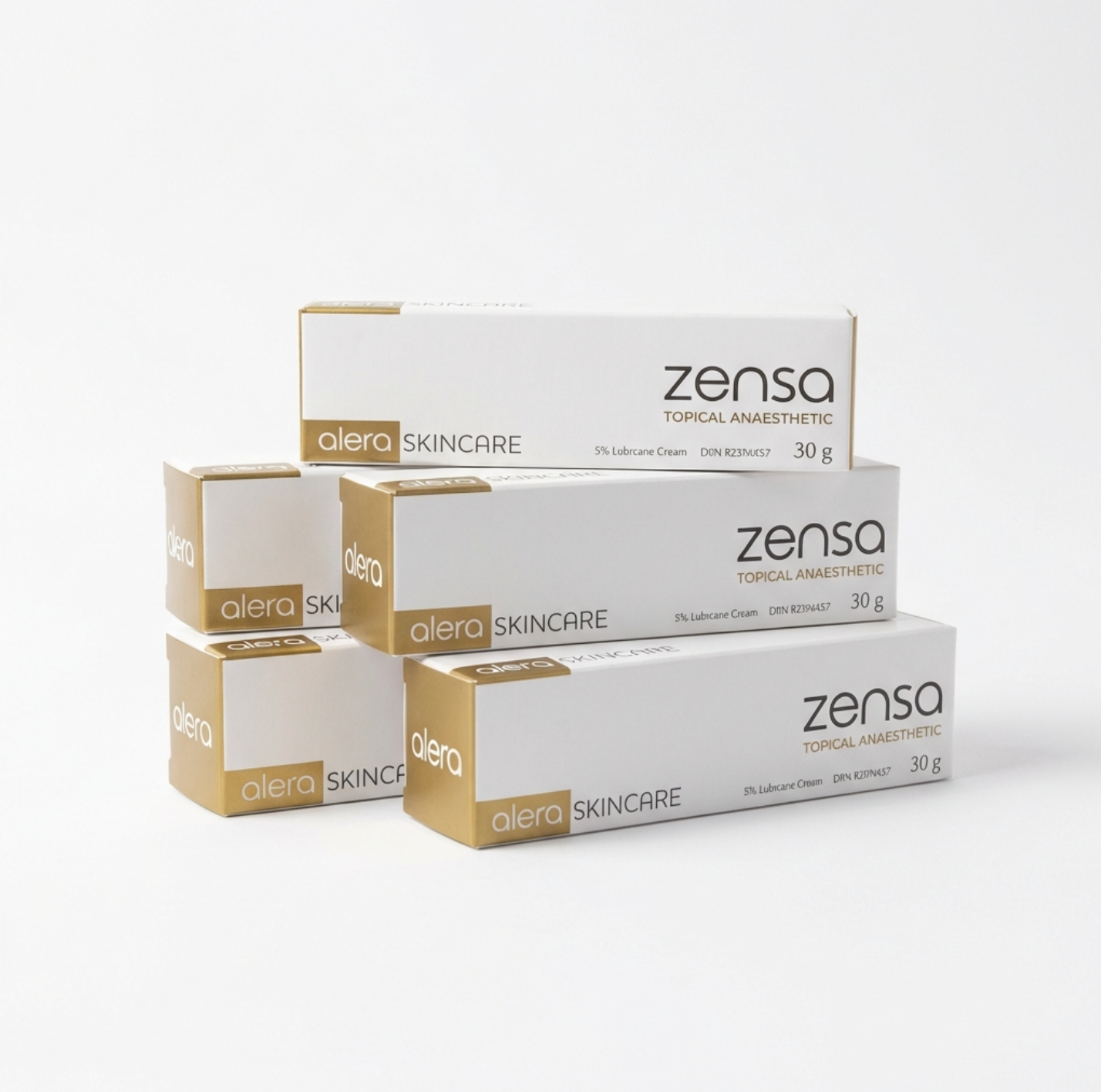 Zensa Pre-Procedure Topical Numbing Cream 30g tube with 5% lidocaine packaging.
