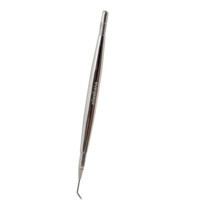 Fine-tip stainless steel lash lift isolator tool featuring a textured "bling" handle design, engineered for precise lash isolation and separation during lash lifting services.