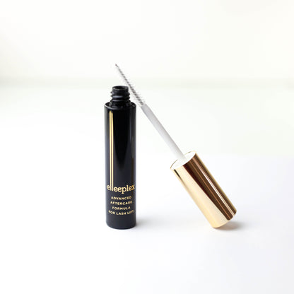 A 10ml tube of Elleeplex advanced aftercare gel by Elleebana, a keratin and vitamin-enriched daily treatment formula designed to condition, strengthen, and add shine to lashes, brows, and beards.