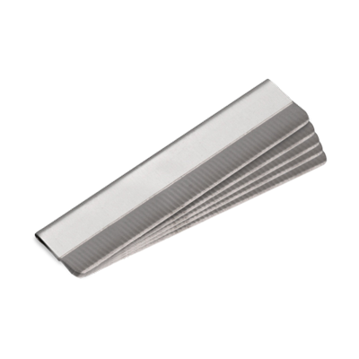 Flat eyebrow mapping pencil sharpening razors used to shave pre-draw brow pencils into a razor-thin, flat edge for precise brow mapping.