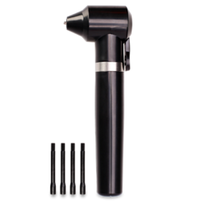 A compact, handheld battery-operated brow henna mixing tool shown with interchangeable replacement heads, designed for mixing eyebrow tint to a smooth and even consistency.